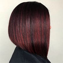 short hair with maroon highlights