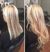 with and without hair extensions